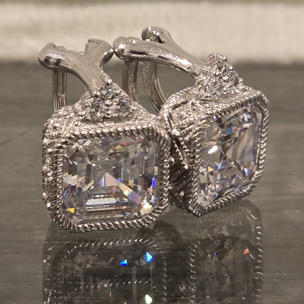 Judith Ripka Sterling Silver 925 Omega Back Earrings